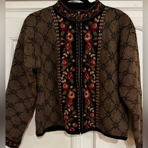 Floral Embroidered Wool Jacket Icelandic